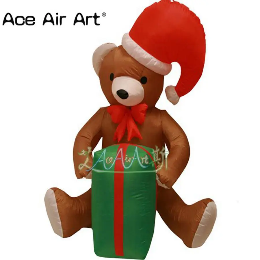 3m H Lovely Bear with Christmas Gift Cartoon Decorations Outdoor Inflatable Christmas Bear