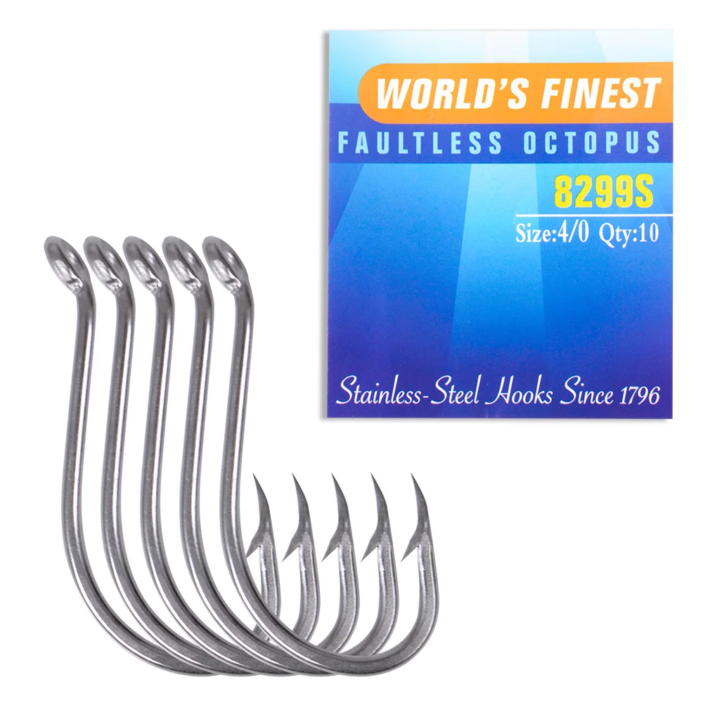 FISH KING 6-25pcs Stainless Steel Octopus Sea Fishing Hooks 7/0#-6# Barbed Ringed Long Shank Saltwater Worm Jigging Hook