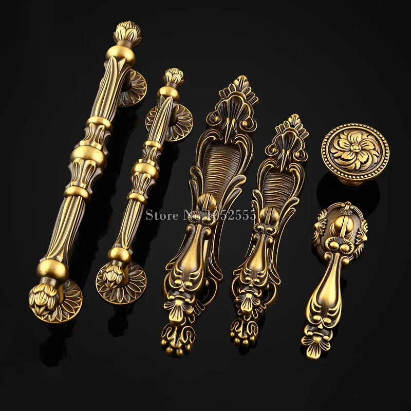 

High-end 10PCS Solid Zinc Alloy Antique Furniture Pulls Handle Drawer Knobs Cupboard Wardrobe Kitchen Shoe TV Cabinet Pulls Pens