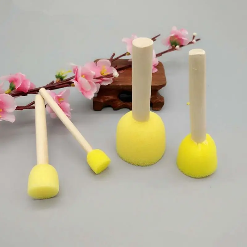 20pcs DIY Brush Wooden Handle Stencil Sponge Tool Furniture Craft Enfant Paint Foam Children Early Creative Toy LNY9100