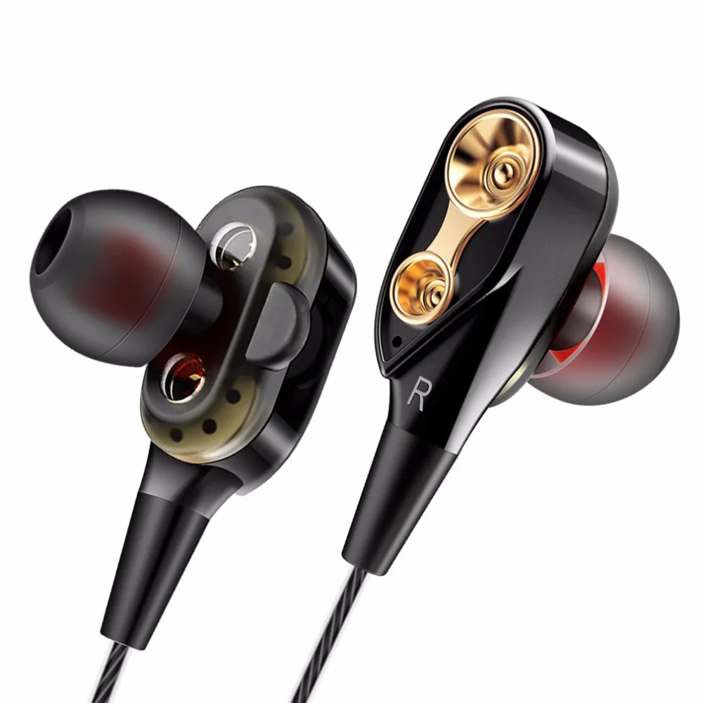 Wired Earphone earpiece Dual Driver Headset, Super Heavy Bass headphone HIFI Monitor Earbuds Handsfree with Microphone for phone