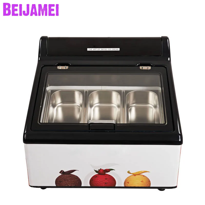 BEIJAMEI Commercial hard Ice cream display showcase 3 Pots electric Ice cream freezer Freezing machine