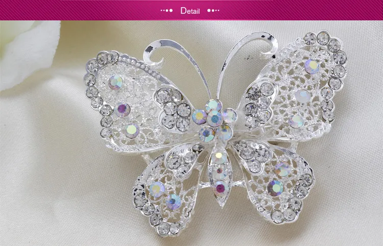 2018 New Hot Bouquet Brooch Jewelry Wedding Korean Silver Plated Butterfly Insect Rhinestone Bride Brooch Pins Women Brooch