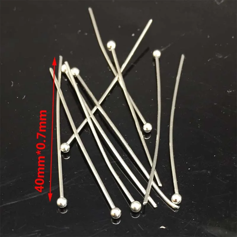 100pcs 20mm/25mm/30mm/40 millimetri in acciaio inox sil Palla End Testa Spilli giudizio Tono Argento 21 Gauge Ipoallergenico