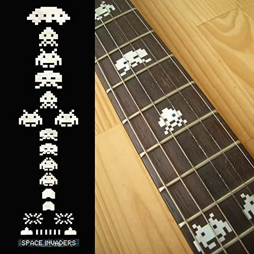 Fretboard Markers Inlay Sticker Decals for Guitar Bass - Space Invaders (White Pear/Color)