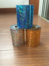 2Rolls Holographic Foil Hot Stamping for Paper or Plastic 8cm x120m/Roll Shattered Glass Gold Silver Red Blue Four Colors