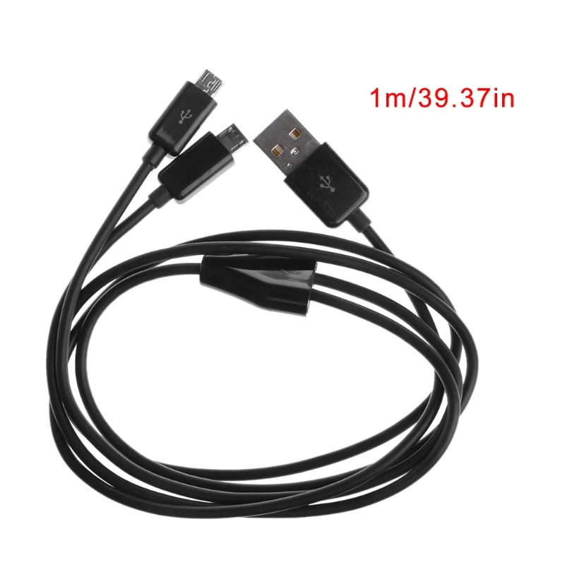 New Portable USB 2.0 Type A Male To Dual Micro USB Male Splitter Y Charging Data Cable for Andriod Cell Phone GPS Devices