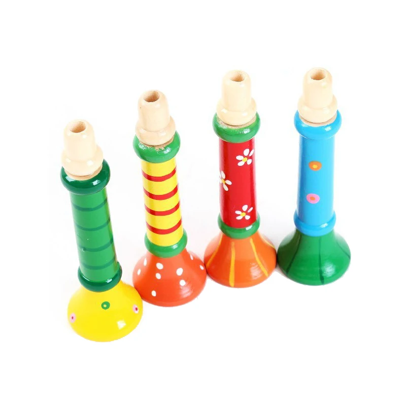 Apito vertical de madeira para crianças, brinquedos de instrumentos musicais, pequeno falante, trompete, brinquedo infantil, cor aleatória