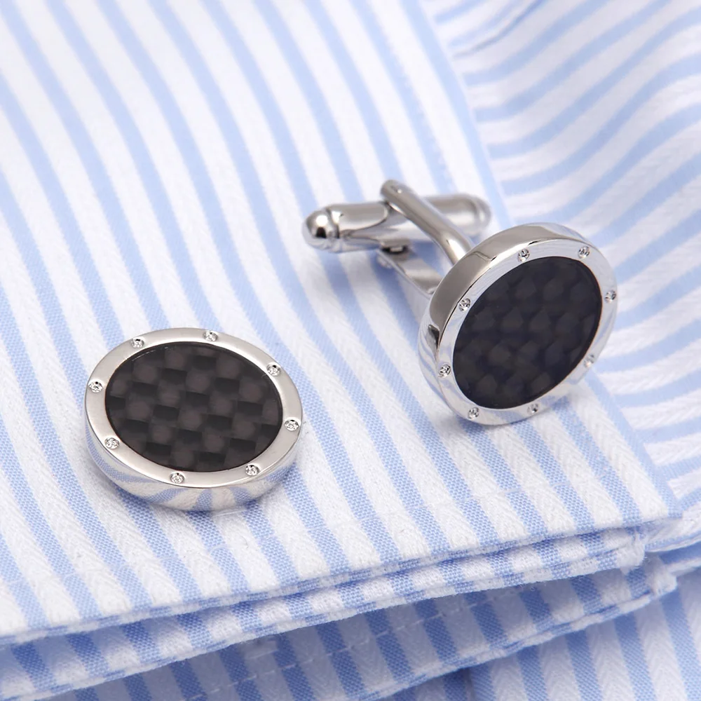 VAGULA Bonito Gemelos Carbon Fiber Men Cufflinks Top Luxury Brand gift Party Wedding Suit Shirt Button Cuff links 10138