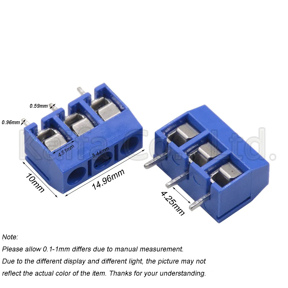 5PCS/lot KF301-5.0-2P KF301-3P KF301-4P Pitch 5.0mm Straight Pin 2P 3P 4P Screw PCB Terminal Block Connector