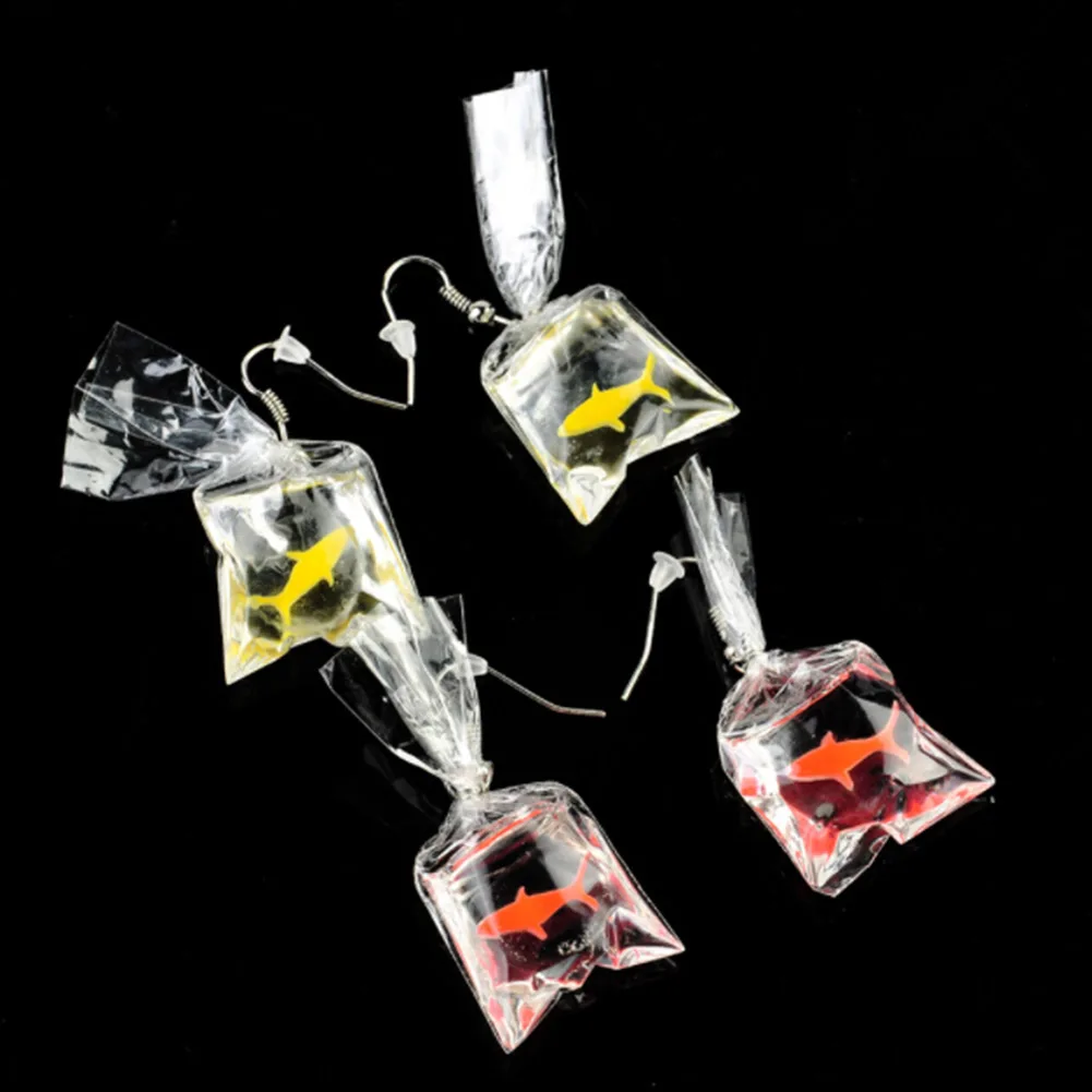 Trendy Lucky Goldfish Fish Bag Dangle Clip Earrings For Women Anti Allergy Graceful Joker Funny Cute Water Pouch Jewelry 2021