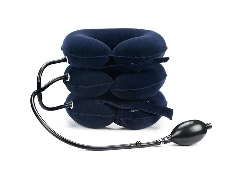 Three layers of inflatable all velvet cervical traction apparatus with a neck pillow portable cervical neck stretch neck guard