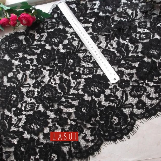 LASUI2018 3M=1PCS  black wide 48CM thick exquisite lace eyelash lace fabric cloth accessories L054