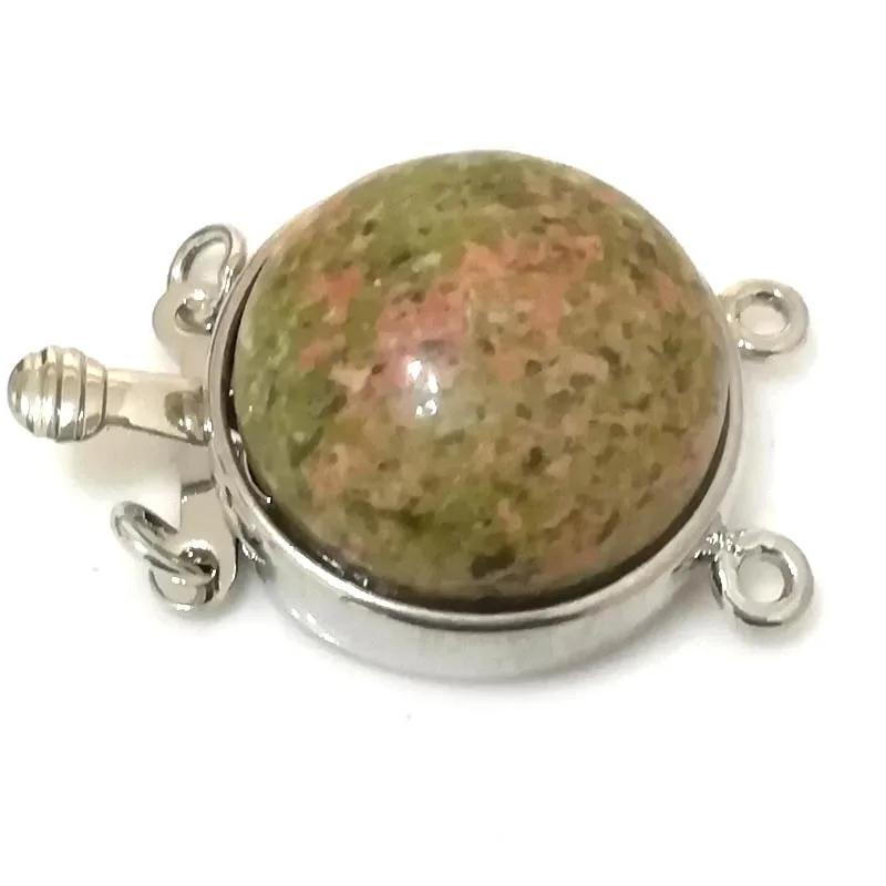 Wholesale Double Row 20mm Natural Unakite Round Jewelry Clasp