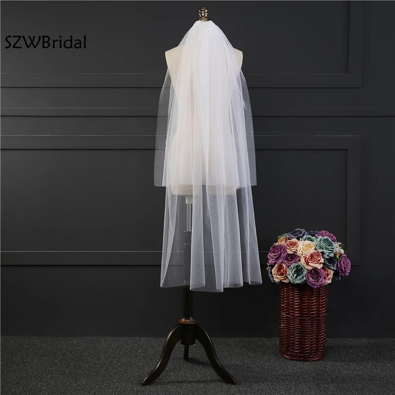 

New Arrival Two layer Wedding veil Cut edge Wedding accessories Vestido de noiva sluier Short Bridal veil White Ivory