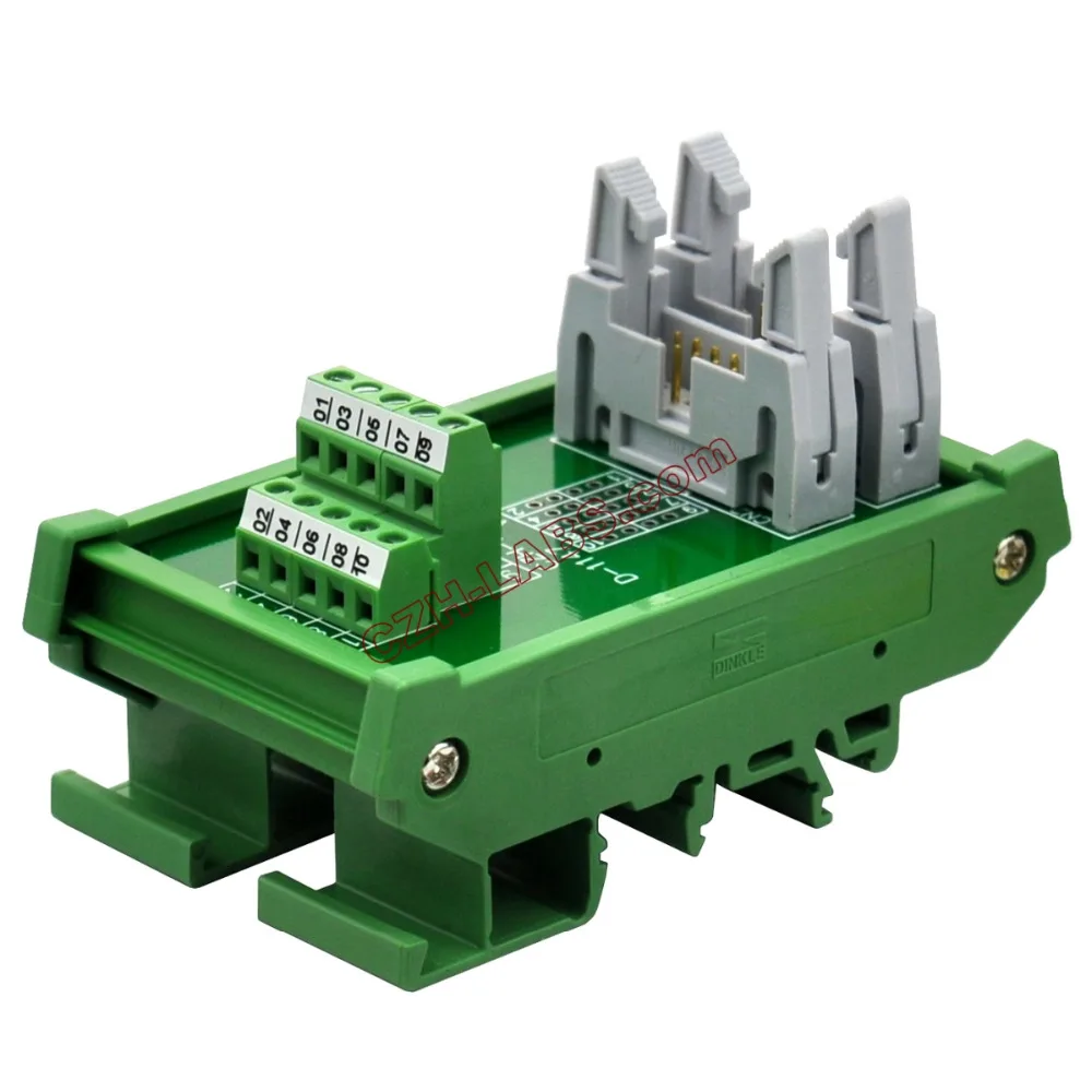 

CZH-LABS DIN Rail Mount Dual IDC10 Pitch 2.54mm Male Header Interface Module Breakout Board.