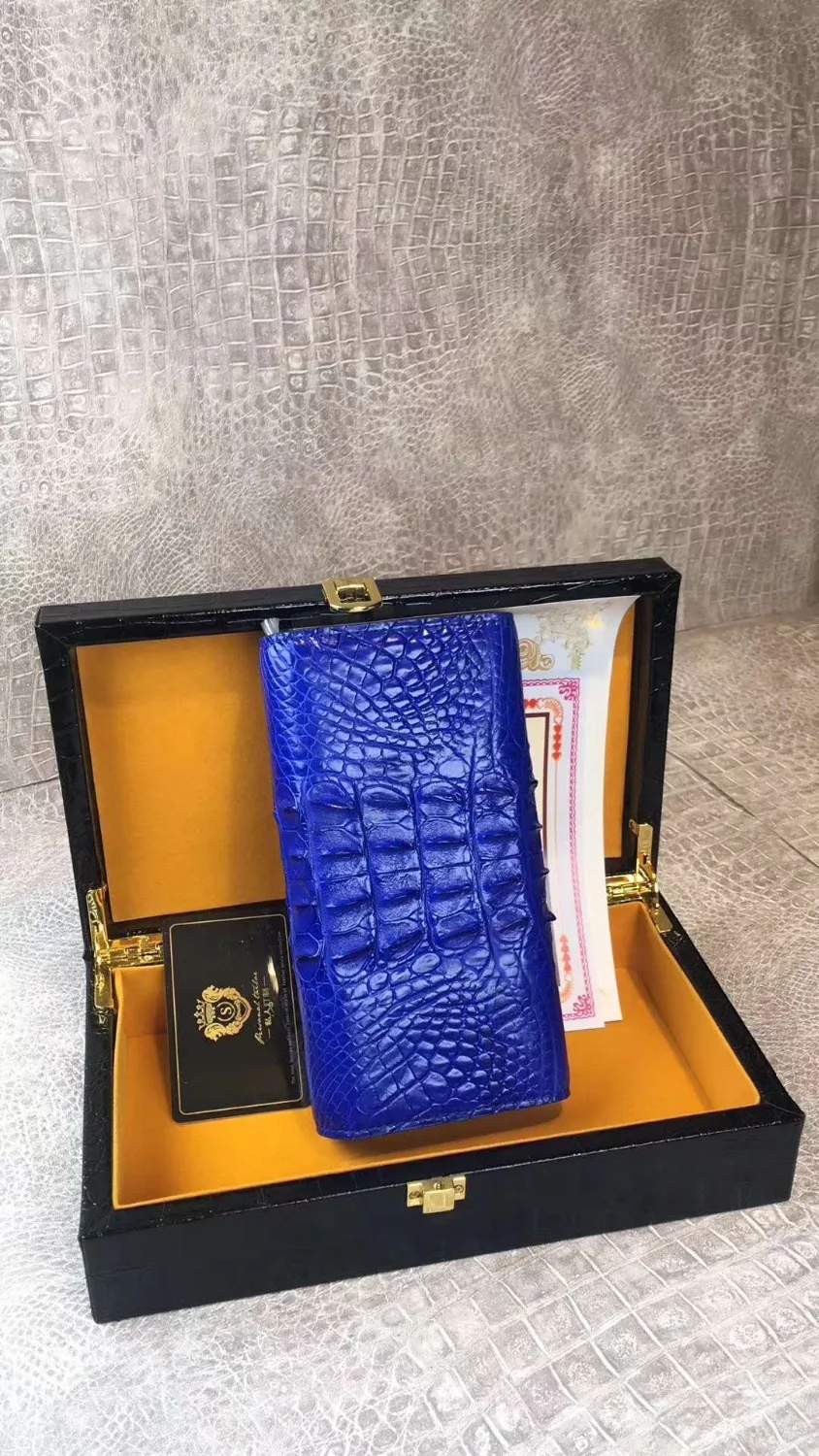 

100% Genuine Crocodile skin Alligator leather lady Wallet trifold long size wallet for women with real cow skin lining inside