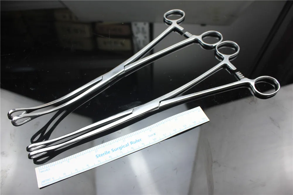 

medical JZ surgical instrument 25cm Sponge tongs Gynaecology Elliptical sponge forceps curved straight head holding plier tooth