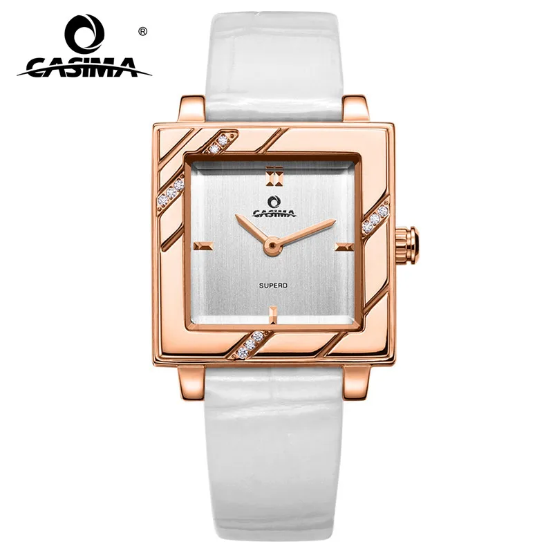 

Luxury Brand Watches Women Square diamond watches bracelet set ladies leather Band quartz Wristwatches female clock CASIMA 2611