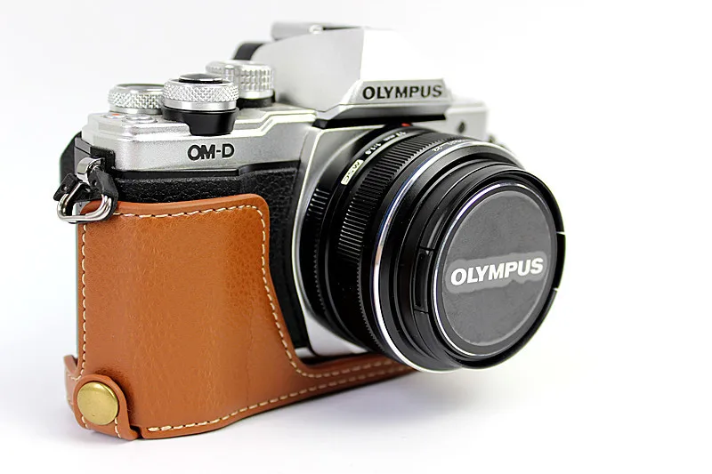 Nowe oryginalne skórzane pół kamera noszona na ciele skrzynki torba dla produktu firmy Olympus EM10 II EM10-II EM10 Mark 2 dolna pokrywa otwarta