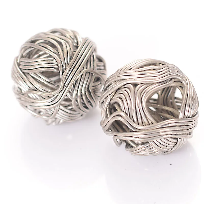 5 stks/partij 20 MM Antiek Zilver Bocht Draad Hollow Spacers Kralen Fit Vrouwen Diy Bocht Draad Bal Ketting Armband Sieraden bevindingen