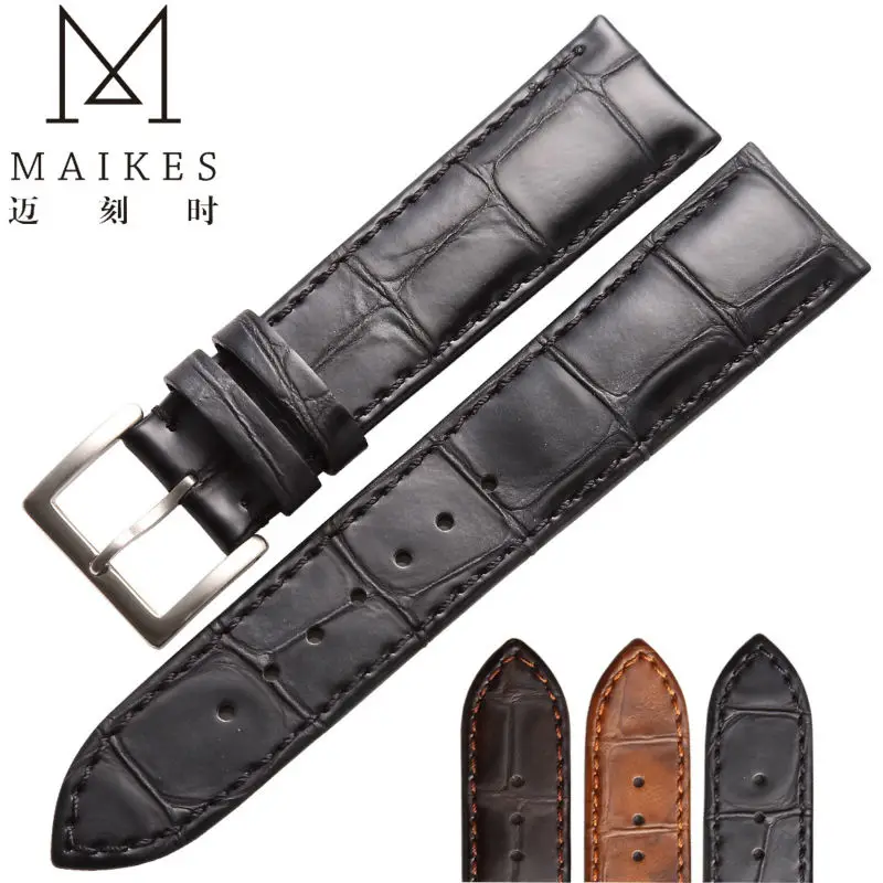 MAIKES New Arrival Genuine Leather watch men strap 18mm 19mm 20mm 22mm For High Quality Watch Band women