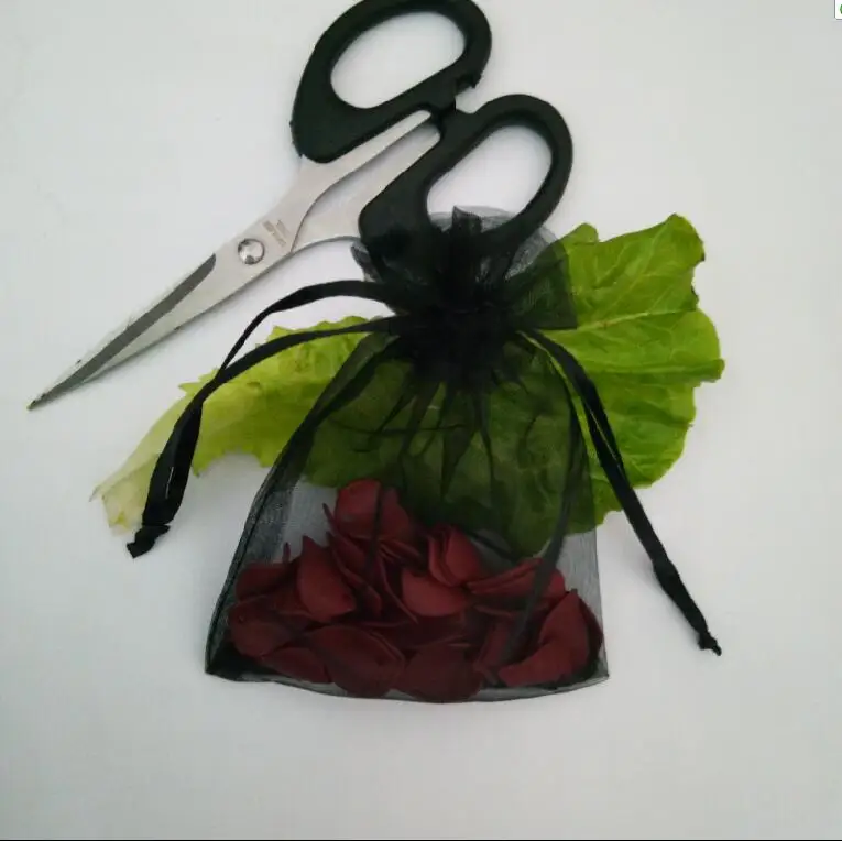 200pcs/ 10x15 11x16 13x18 15x20cm Black Organza Drawstring Bags Jewelry Gift Packaging Bags Apply to Wedding/Birthday/Christmas