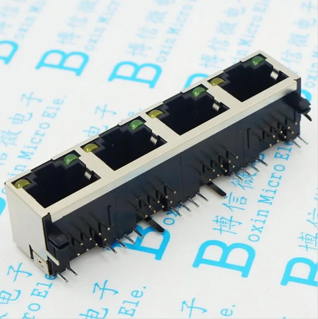 

8pcs RJ45 connector 1*4 4 light LED 1x4 shielded RJ45 network socket 9801 Socket female socket network socket