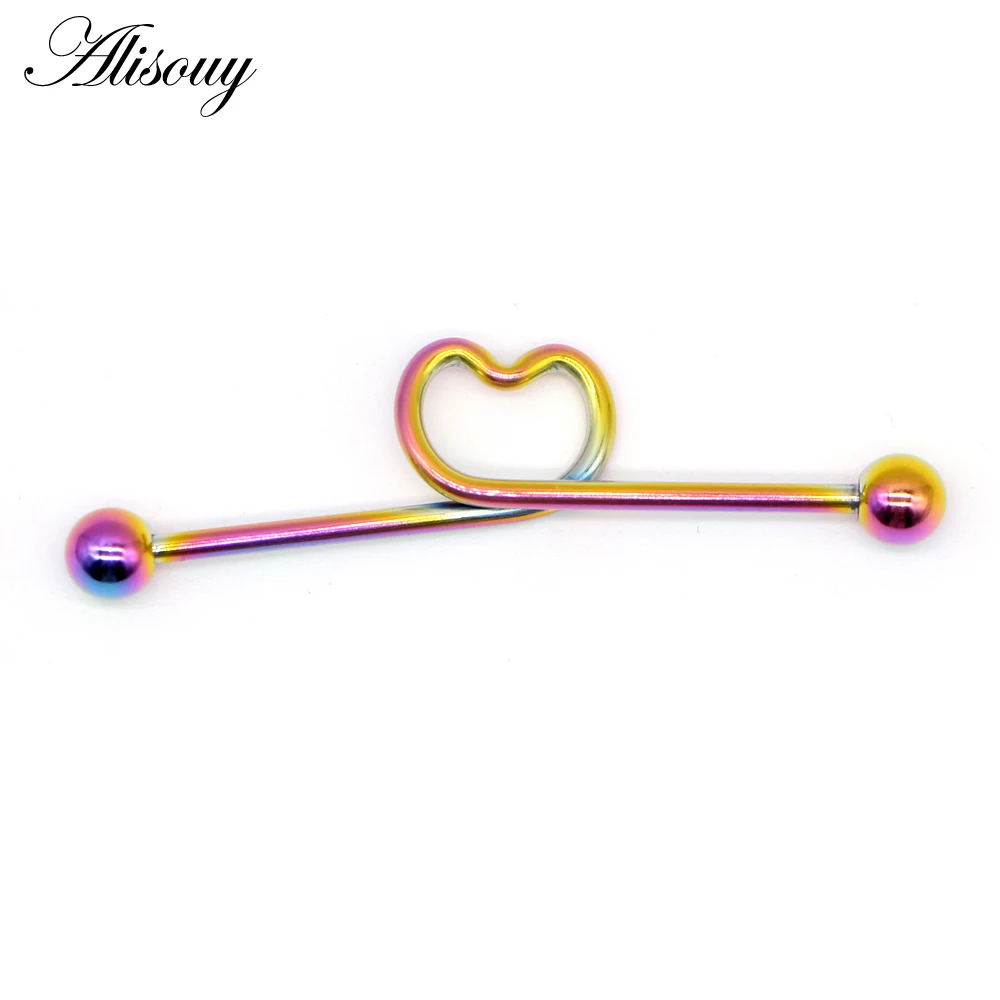 Alisouy 1 PC สแตนเลสสตีลรอบ Gothic EAR STUD กระดูกอ่อนเจาะต่างหูผู้หญิงผู้ชาย Helix อุตสาหกรรม Piercing Body เครื่องประดับ