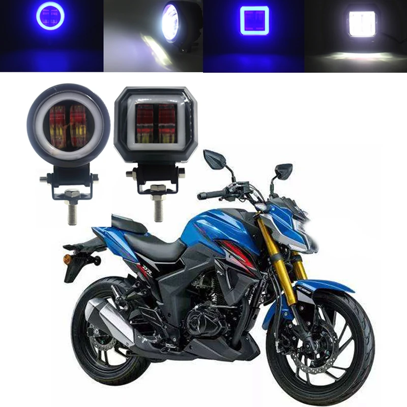 

2 шт., рабочий свет с ангельскими глазами, светодиодный бар, водонепроницаемое белое, синее кольцо с ореолом для мотоцикла, противотуманная фара, внедорожная лодка, автомобильные аксессуары 12 В 24 В