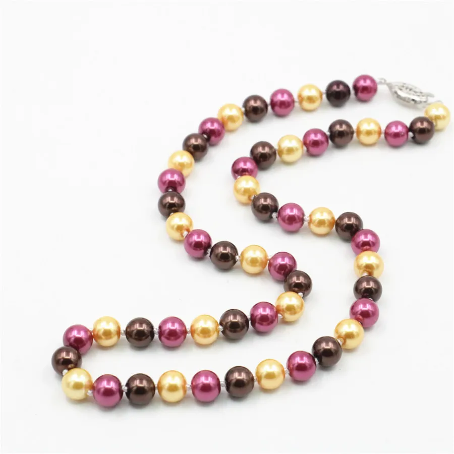 Hot Beautiful Fashion Jewelry Charming AAA+ 8mm South Sea Multicolor Shell Pearl Necklace Gifts For Girl Women 18\