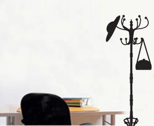 New Black Clothes Stand Tree Hanger Wall Decal Sticker Home Decor Vinyl Art Wall Decals Living Room Bedroom Adesivo Mural LA018