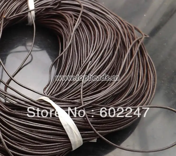 

Free Shipping Wholesale Jewelry DIY 100Meters 2mm Round Genuine Leather Cord, Necklace & Bracelet Cord