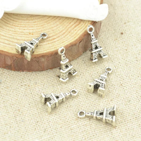 25 pcs 15*8 mm Antique Tibetan Silver Charms Bracelet Necklace Pendant New Fashion Alloy charm  The Eiffel Tower E16