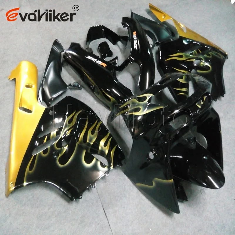 Motorcycle cowl Fairing for ZX9R 1994 1995 1996 1997 gold flames ZX 9R 94 95 96 97 ABS Motorcycle panels