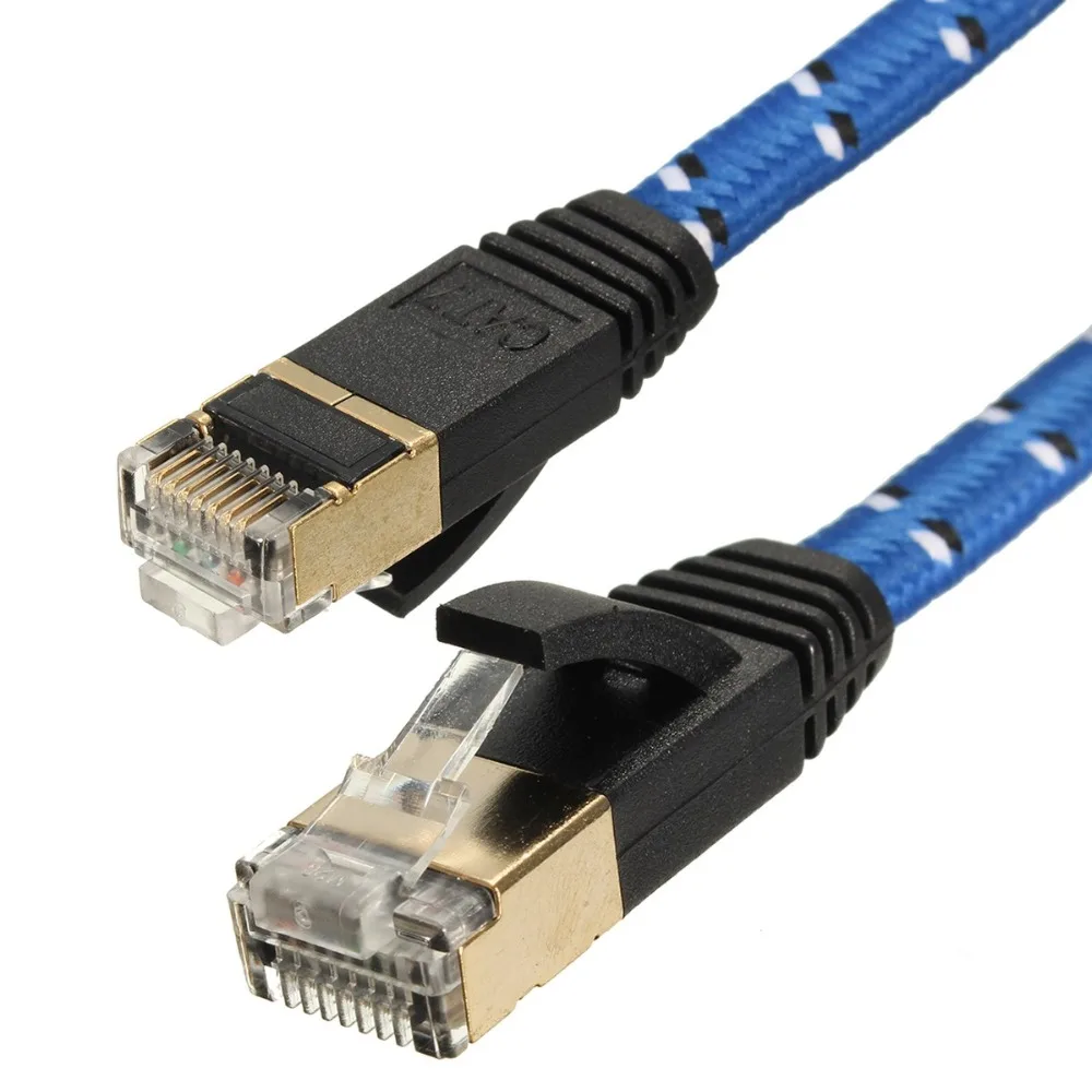 50pcs/lot  new Cat7 0.5m-10m 10 Gigabit Ethernet Internet Network Patch LAN Cable Cord Modem Router RJ45 For Computer Laptop