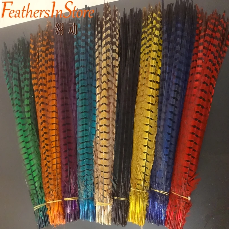 50PCS 20-22inch Ringneck Pheasant Feathers  50-55cm natural long Black Pheasant Feather for Carnival Decoration