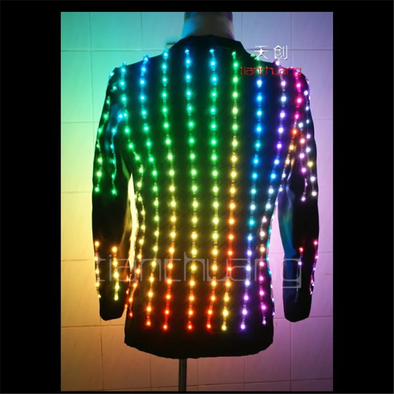 TC-19 Led luminous light jacket performance cloth ballroom programmable Magic dance costumes led robot suit colorful light wear