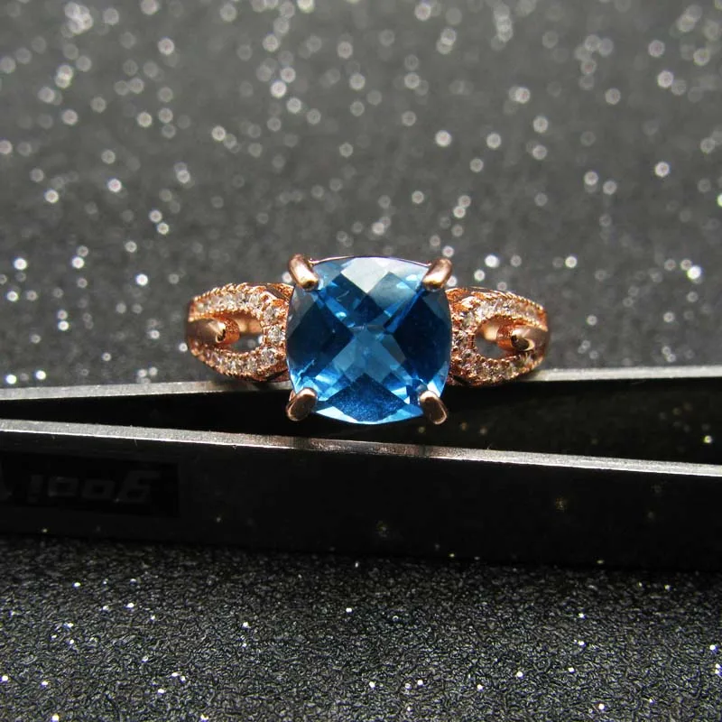 

Wedding Rings 925 Sterling Silver Rings For Women blue topaz Ring fashion gift jewelry 100% 925 Sterling Silver Ring