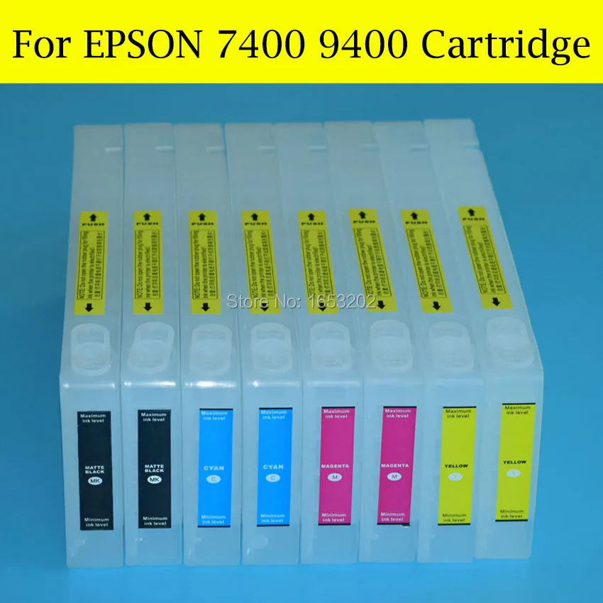 

Пустой картридж 8 шт./лот для принтера Epson Stylus Pro 7400 9400, с сбрасываемыми чипами и сбросом