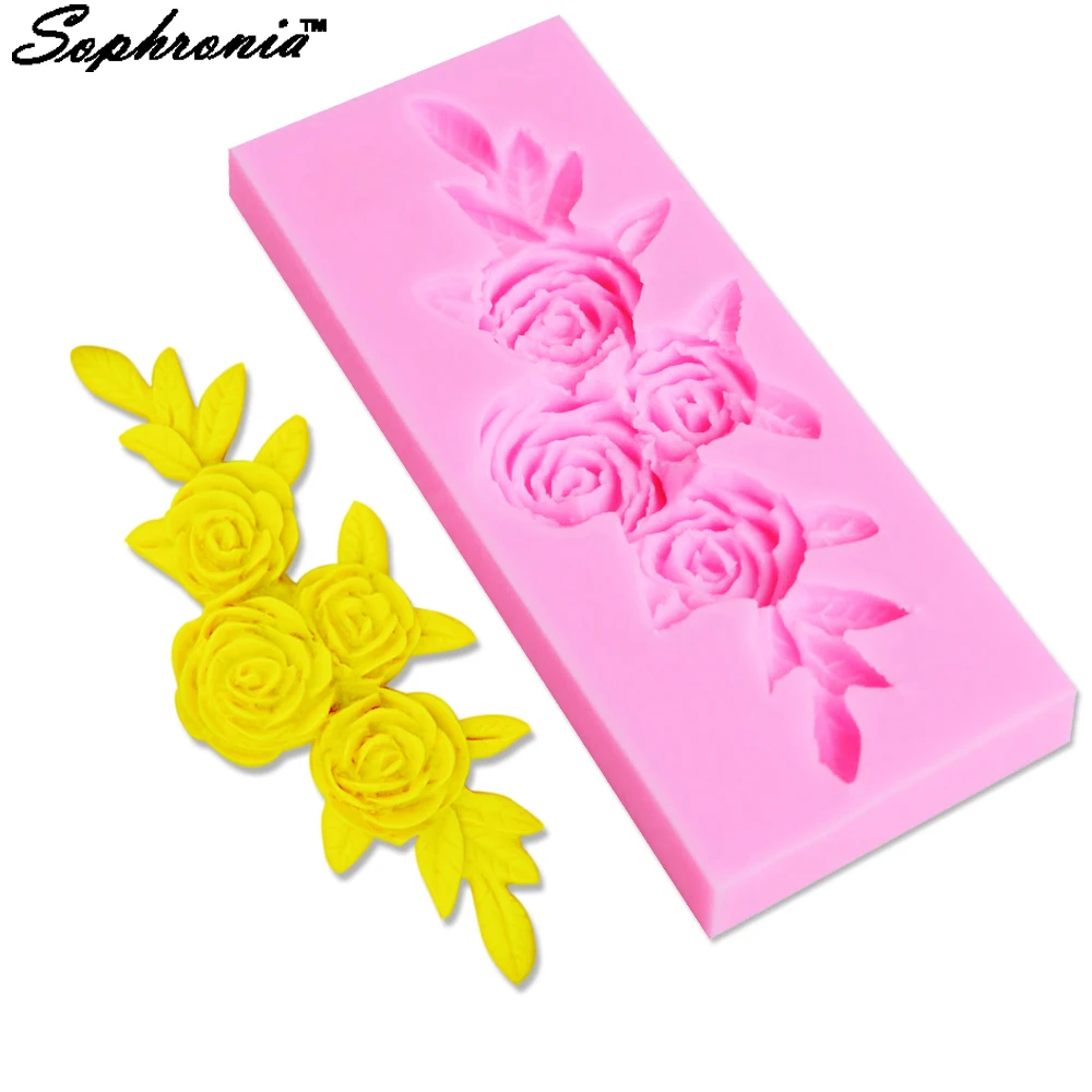 

10pcs/set 3D Rose Flower Silicone Mold Bouquet Modeling Fondant Silicone Mold Kitchen Accessories Cake Decorating Tools M038