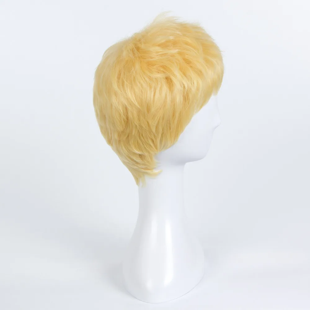 Men's Persona 5 Ryuji Sakamoto Short Golden Hairstyles Synthetic Cosplay Full Wigs Halloween Costume Party Wigs +wig cap