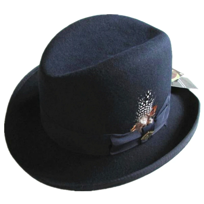 Classic Wool Felt Homburg Godfather Fedora Bowler Hat For Men Women