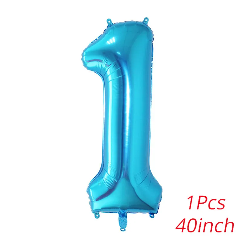 WEIGAO Blue One Foil Balloons Set First Birthday Decor One Year Old Number Balloons Baby Shower Boy 1st Birthday Decor Supplies