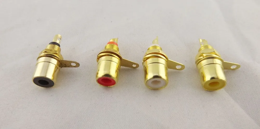 4pcs Gold RCA Phono Female Chassis Screws Panel Mount Socket Metal Connector