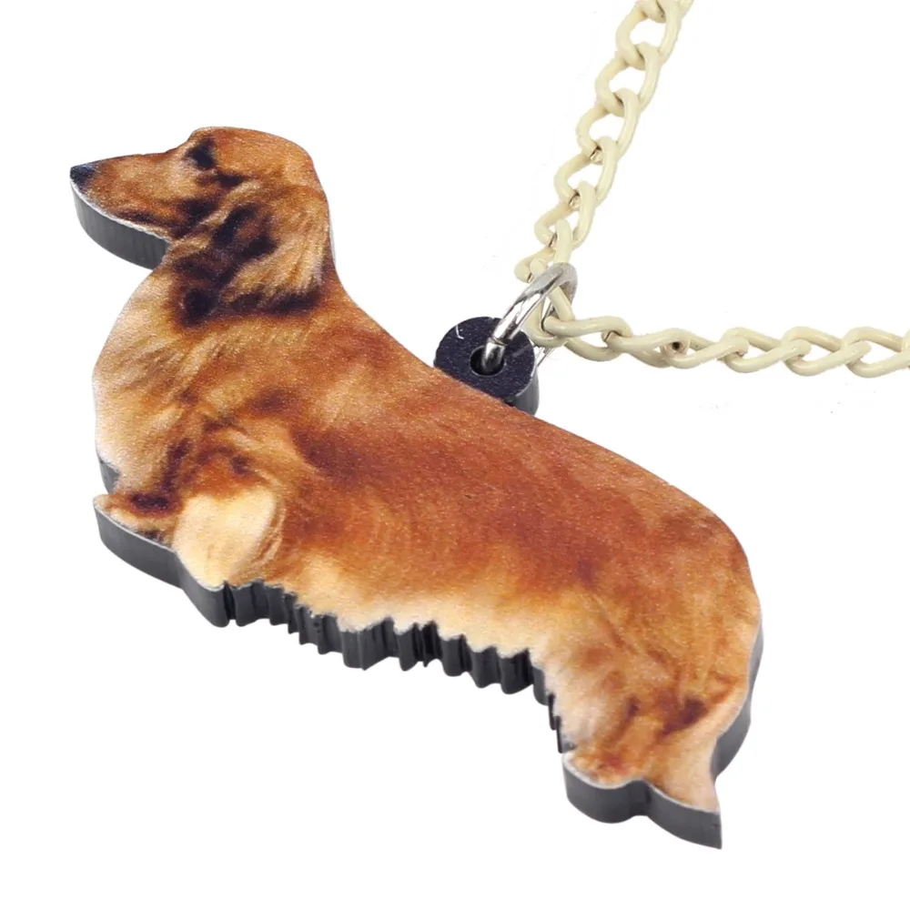 WEVENI Acrylic Anime Standing Dachshund Dog Necklace Pendant Chain Choker Cute Bijoux Jewelry For Women Girl Collier Wholesale