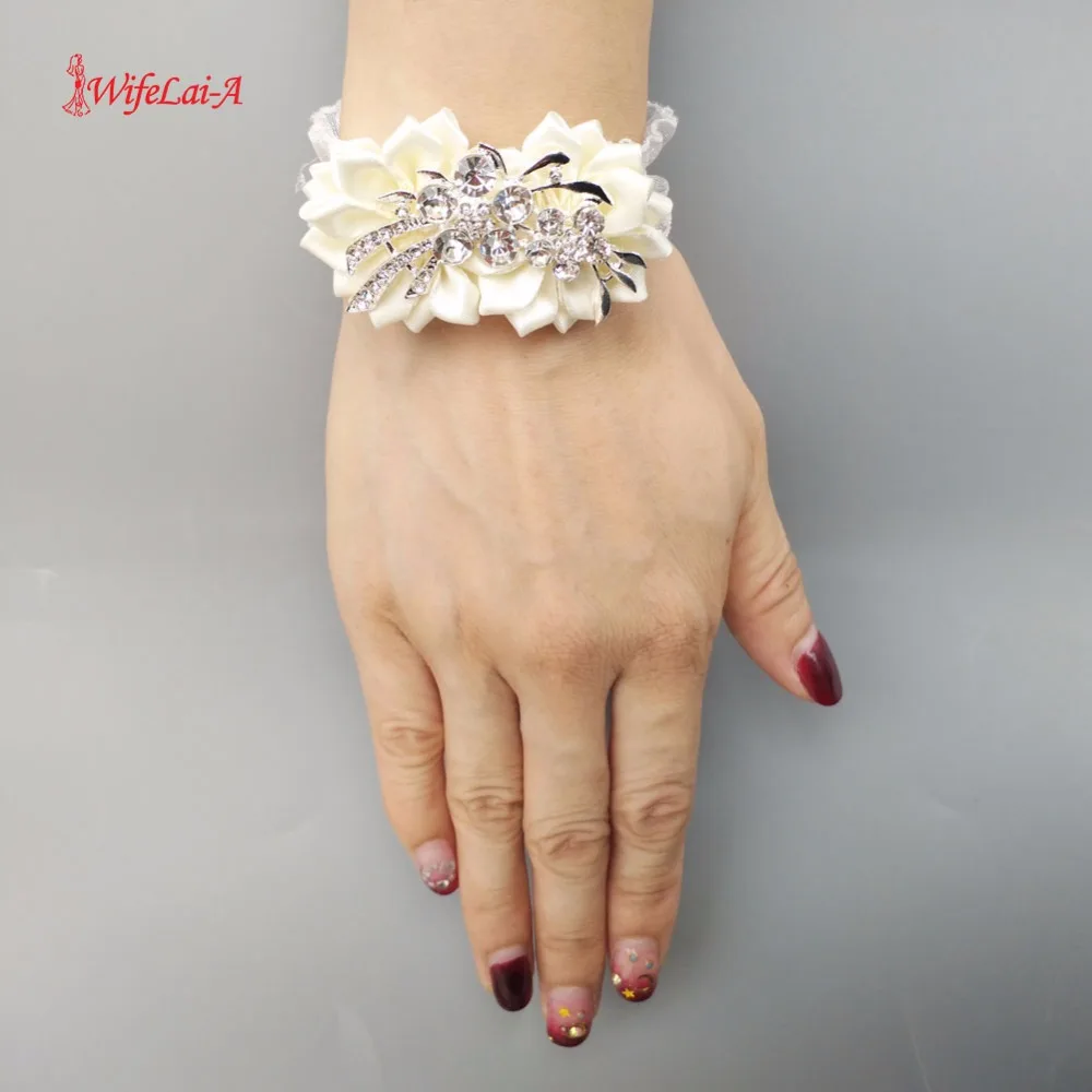 Crsytal Wedding Wrist Hand Flowers Diamond bling wrist corages Artificial Flowers For Wedding Dancing Party Prom SW1792