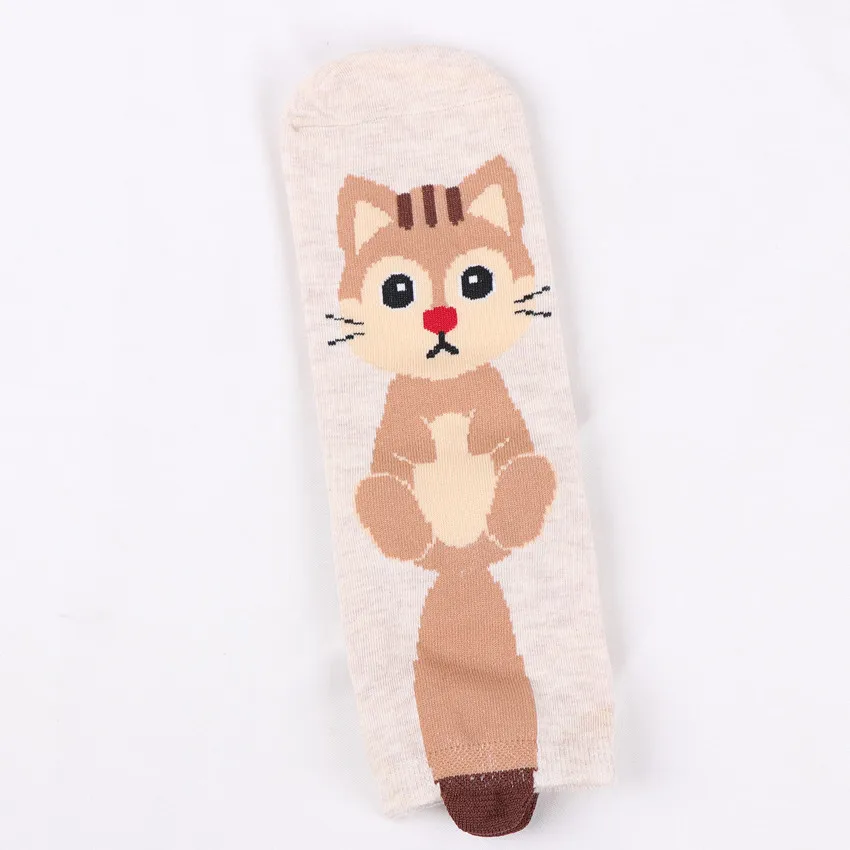 Peonfly otoño de moda mujer algodon para niña cortas divertidos algodón mujeres calcetines largos cortos de dibujos animados de animales oreja impresion Funny Cat Fox ardilla hembra calcetines medias patron casual