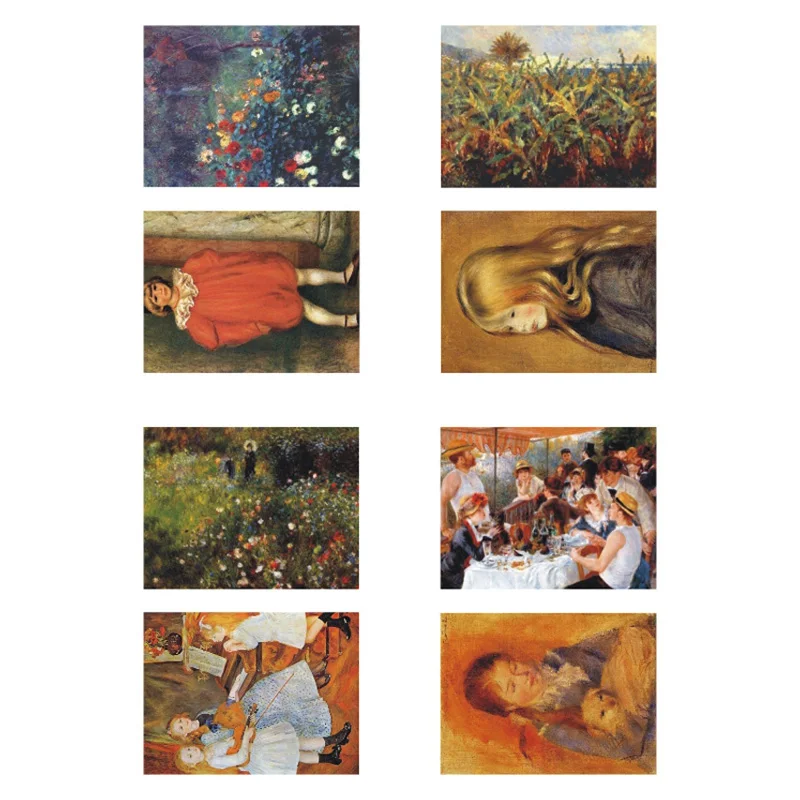 Pintura al óleo famosa de Pierre Auguste Renoir, pegatinas sin cortar para diario, decoración artística, álbum de recortes, 1 unidad