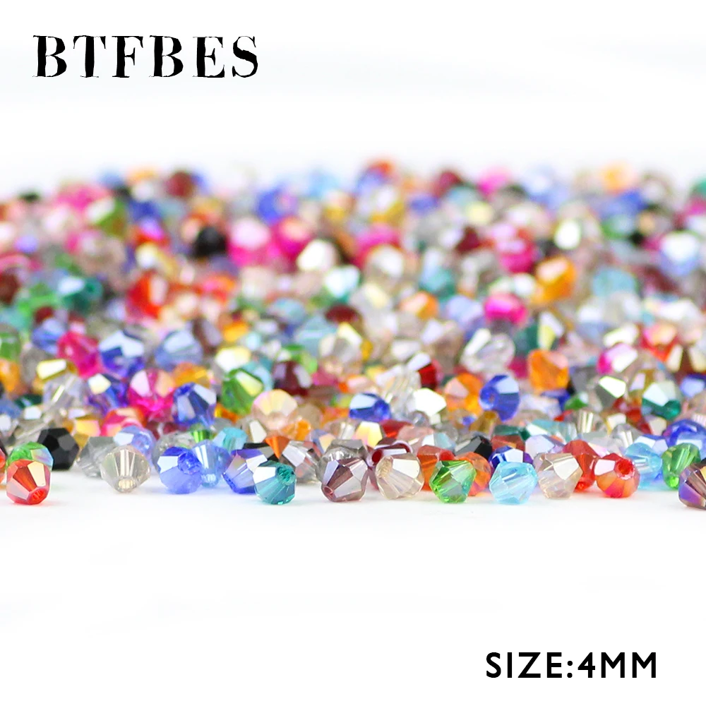 BTFBES AAA Double Bicone Austrian Crystals Beads 4mm 100psc Loose Bead Glass Ball Supply Bracelet Jewelry Making Accessories DIY